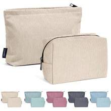 Bolsa de Maquillaje Pequeña 2 Pcs Bolsa de Cosméticos de Pana Estética para Mujer Bolsa para Maquillaje Cosmetiquera para Maquillaje para Viajar Neceser Mujer Portátil - beige - Ver 3