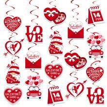 9pcs Valentine's Day Hanging Ceiling Ribbons, Valentine's Day Decoration Wreath Supplies - Multicolor - View 1