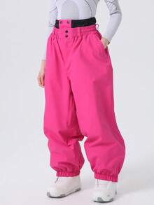 男女通用加厚滑雪裤 - 宽松版型冬季滑雪装备、单板滑雪裤、哈伦裤、男士宽松运动滑雪裤，适合男女户外活动，可机洗，滑雪装备，保暖服装，运动风格裤装，加固结构，功能性滑雪裤，耐用雪地装备，男士冬季服装 - 玫紅色 - 查看 13