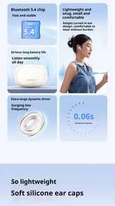 Lenovo Tai nghe Bluetooth không dây  TA210 - Thời lượng pin siêu dài, Tai nghe thể thao nhét tai, Khử tiếng ồn chủ động ENC, Giảm tiếng ồn cuộc gọi thông minh với bốn micrô, Màu trắng/Trắng ánh trăng, Đen - Thiết kế quà tặng - đá mặt trăng màu trắng - Xem 4