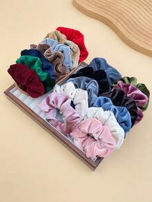 10/5/3pcs Women Velvet Scrunchies, High Elasticity Hair Ties, Minimalist Style, Women Hair Accessories, Suitable For Casual Daily Use, Women Accessories ,Scrunchy Hair Ties Head Accessories Ponytail Holder Hair Rubber Bands - Multicolor - View 7