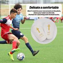 1双金色十字足球护腿板，加厚设计，提供冲击保护，贴合小腿，轻便，男女通用，适合运动比赛 - 金色 - 查看 5