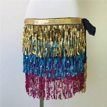 Sequin Tassel Skirt, Women's Sexy Crop Top Skirt, Adjustable Waistband, Sarong Style Wrap Skirt, Carnival Rave Dance Costume, Halloween - Multicolor - View 11