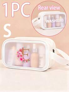 1个花卉字母A-Z旅行化妆包，大容量PU化妆包，护肤品和洗漱用品收纳袋，口红和化妆品收纳袋，防水家用医疗包，便携高端旅行包，简约优雅双色多隔层收纳包，适合女性、学生、旅行者，可作为礼物送给朋友、同学、老师、母亲、姐妹，生日、节日礼物 - 白色 - 查看 49