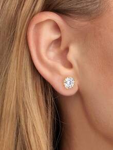 1 Pair 925 Sterling Silver 0.5-1 Carat Moissanite Lace Six-Claw Stud Earrings, Minimalist & Elegant Women's Earrings, Ideal Gift For Christmas, Daily Wear And Dates - Lace Moissanite Earrings - View 4