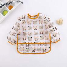 1pc Summer Breathable Thin Baby Reversible Feeding Bib, Cartoon Print Waterproof Feeding Smock For Toddlers (Age: 1-3 Years, Height: 80-100cm) - Yellow Deer - View 7