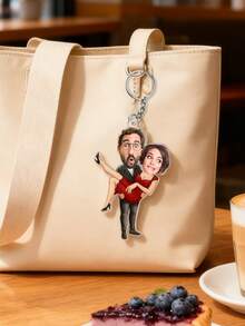 1 pièce Porte-clés de couple personnalisé amusant, porte-clés photo acrylique personnalisé, pendentif porte-clés de couple personnalisable, pendentif de couple créatif et amusant, cadeau de la Saint-Valentin pour elle à lui offrir, cadeau de couple, convient pour l'anniversaire des amoureux, la scène de confession, cadeau personnalisé - Multicolore - Voir 4