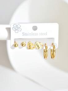 6件套优雅简约不锈钢耳环套装