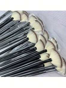 1支迷你扇形腮红刷，用于修容和涂抹粉状腮红粉的化妆工具 - 彩色 - 查看 5