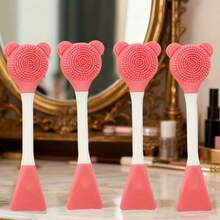 4 PCS Silicone Facial Mask Brush, Face Wash Brush With Bristles, Exfoliating Blackheads, Women's Skin Care Tools,Face Mask Beauty Tool Soft Silicone Facial Mud Mask, Brush Hairless Body Lotion And Butter Applicator - Pink - View 5