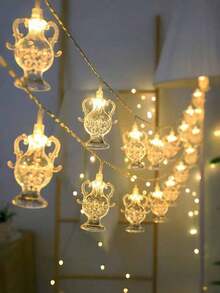 斋月装饰星月串灯，开斋节月亮星星灯笼煤油灯仙女灯笼，电池供电家居装饰品，适用于中东节日派对装饰，新月主题派对装饰，户外家居装饰派对用品 - 彩色 - 查看 7