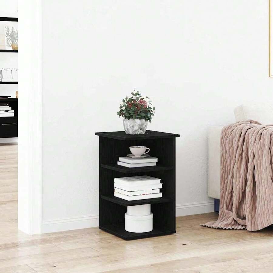 Tavolino laterale vidaXL in rovere nero, 35 x 35 x 55 cm, materiale a base di legno. - Multicolore - Visualizzare 1