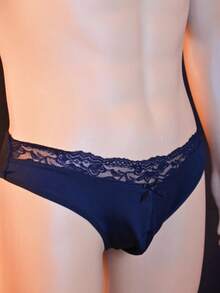 Men's Sexy Underwear Set, Lace Patchwork 2-Piece Set, Nightclub Stage Performance Costume, Valentine's Day Gift, Date Costume - 黑色 - 查看 3