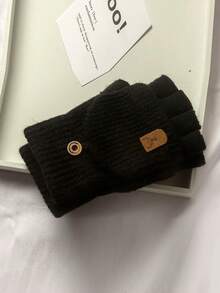 1 Paar Herren Damen Winterhandschuhe mit halboffener Klappe, gestrickt, dick, winddicht, Handabdeckung als Geschenk für Outdoor - A - Übersicht 6