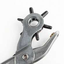 1pc Multi-Function Leather Hole Punch Plier, Round Hole, Flat Hole, Oval Hole Puncher For Belts, Leather Goods, Paper - Red - View 3