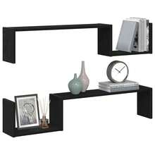 Mensola a muro vidaXL con 2 ripiani, rovere nero, 100 x 15 x 20 cm - Multicolore - Visualizzare 3