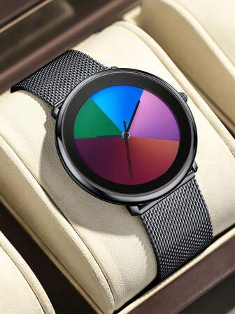  LIGE 青年石英表 生活防水手表 不锈钢表带 渐变炫酷表盘 时尚多功能手表