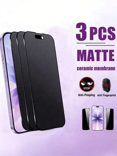 BOLLYMORE Shockproof Privacy Screen Protector 3-Pack Matte Privacy Screen Protector For IPhone 17 Pro Max [6.9 Inch], Anti-Spy, Anti-Glare, Anti-Fingerprint, Compatible With Phone Case, Easy Installation, Bubble-Free, Smooth Fit, Suitable For IPhone 17 Pro Max/17 Pro/17 Air/16/15/14 Plus/13 Mini/12/11 Series Easter Birthday Gift Spring