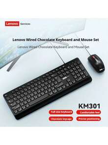 Lenovo KN301 Wireless Keyboard And Mouse 2.4G Combo, Matte Texture, All-In-One Desktop Computer, Universal For Office And Business Use - Black - View 10