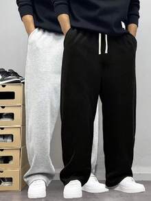 1PC These Men's Casual Sweatpants Feature A Loose, Straight-Leg Fit And A Thermal Lined Interior For A Comfortable, Drapey Feel. Perfect For Both Home And Outdoor Wear, They Also Make A Great Gift For Couples. Made From 100% Polyester, They Feature A Drawstring Waistband For Easy Length Adjustment And Are Available In A Variety Of Colors.