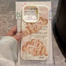 Funda para teléfono: Patrón de periódico croissant Textura de lichi Blanco marfil Funda compatible con Apple  17 16 15 14 13 12 11 Plus Pro Max Series, Estilo  Funda protectora, Diseño minimalista lindo y de moda, Alta estética, Regalo de cumpleaños, Regalo de vacaciones, Compatible - Color mezclado 1-1155 - Ver 3