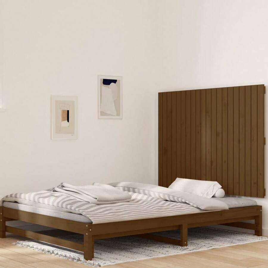 Tête de lit murale vidaXL, brun miel, 127,5 x 3 x 90 cm, en pin massif - Multicolore - Voir 1