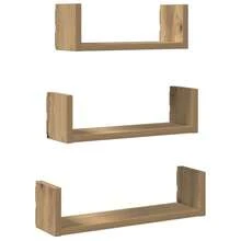 Mensole da parete vidaXL, 3 pezzi, realizzate a mano in legno composito di rovere. - Multicolore - Visualizzare 10