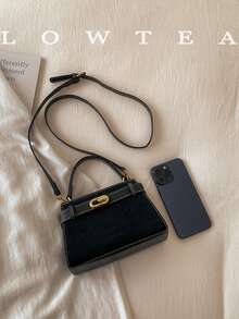 low tea New Summer Litchi Texture Women's Handbag, Fashionable Adjustable Shoulder Strap Crossbody Bag, Minimalist Solid Color High-End Metal Decor One Shoulder Commuter Bag