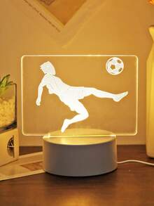 1pc 3D Acrylic Football Pattern Night Light, USB Powered, Bedroom Decor, Desktop Decor, Bedside Lamp, Football Fan Gift, Home Decor Night Light - White - View 12