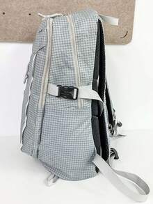 1 pièce Sac à dos à carreaux ultra-léger et unicolore, sac à dos pour campus pour hommes et femmes, résistant à l'eau avec fente pour carte de taille, grande capacité pour l'école, les déplacements, les voyages - Multicolore - Voir 9