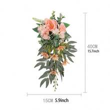 Decoración para sillas de boda, ceremonia, flores artificiales, hojas verdes, respaldo de silla, decoración de otoño, Año Nuevo, regalos de San Valentín, regalo de Navidad, clásico y elegante,  de , alta tasa de recompra. - Rosa - Ver 4