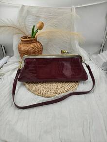 长款手拿包，配有可拆卸肩带，女士时尚法棍包，奢华设计师夹扣手提包 - 彩色 - 查看 9