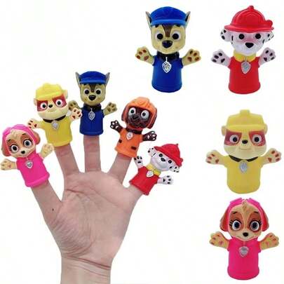 1 pieza Juguete modelo de personaje de dibujos animados de Paw Patrol, Conjunto de animales unisex, Títere interactivo de goma suave para la mano, Decoración para los dedos, Regalo de cumpleaños (Estilo aleatorio, Individual)