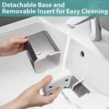 Toothbrush Holder Toothpaste Organizer Drainage Bathroom Vanity, Detachable Anti - Slip Brushed Nickel Toothpaste Storage Caddy 3 Slots With Drainage Holes Brush Stand - Bạc đánh bóng - Xem 4