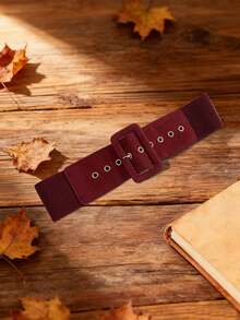 Plus Size Women's Vintage Waist Belt, Smooth Velvet Wide Belt For Winter, Casual Elastic Waistband Suitable For Dresses, Coats, Party Wear - Multicolor - View 4