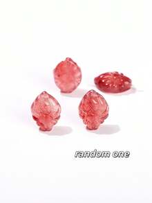 1件天然鸽血红/浅草莓石英蝴蝶/玫瑰花/狐狸/熊形吊坠，疗愈水晶，带来情感祝福和正能量，适合DIY珠宝制作、手链、项链和其他艺术饰品 - 彩色 - 查看 11