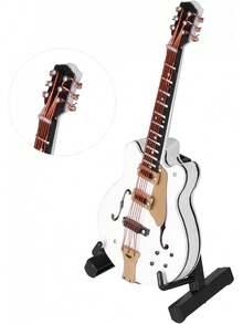 Miniatura de Guitarra Decorativa Blanca con Soporte y Estuche, Réplica Musical para Casa de Muñecas, Adorno para el Hogar - 1 - Ver 10