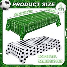 1pc/2pcs Tablecloth, Football Themed Tablecloth Set, Sports Style Tablecloth, Waterproof, Oil-Proof, Stain-Resistant Disposable Rectangular Tablecloth, Multipurpose Decor For Sports Theme Parties, Suitable For Sports Theme Birthday Party Supplies And Decorations - Multicolor - View 2