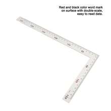 Herramienta Cuadrada de Medición #01, Regla Rectangular 90 Grados 300X150mm, Acero Inoxidable de Calidad, Diseño de dos Brazos para Ángulos Internos y Externos, Fácil de Usar - Plateado - Ver 4