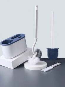 一套四合一马桶刷套装（1个长柄马桶刷、1个硅胶刷、1个凹槽刷、1个防漏马桶刷架），浴室清洁套装，马桶清洁刷，浴室配件，无死角三合一轻巧豪华马桶清洁刷架 - 彩色 - 查看 11