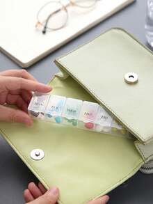 1 Pc Double Small Pill Box Dispenser Box Portable Pill Box Transparent 10 Compartments Sealed Medicine Storage Box Green Or Gray - Multicolor - View 6