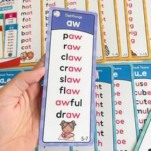 3-6 Years Old Children's 60pcs Double-Sided Illustrated Pronunciation Flashcards Set, Includes 117 Syllables, 936 Words, Common Vocabulary & CVC Words. Waterproof Durable Thick Cardboard, Smooth Edges, Suitable For Early Learning, Classroom Teaching, Parent-Child Interaction, English Alphabet Learning, Home Education, Back To School Essential Learning Supplies - Multicolor - View 9