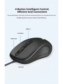 Lenovo M03 Wired Mouse, Ergonomic USB Mouse, Adjustable Sensitivity, Multi-Device Compatibility, Office-Specific Model