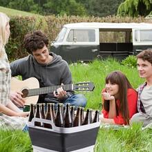 10L Collapsible Wash Basin With Drain Plug 2.6 Gal Foldable Portable Sink For Camping RV Vegetable Washing Multi-Use Dish Pan Ice Beverage Tub Gray Pair Of Silicone Gloves For Free - 灰白 - 查看 6