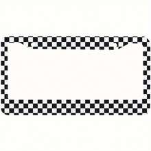 Car Frame K2 Hole Black And White Checkered Aluminum License Plate Frame - Durable Metal Car Tag Holder With Secure Mounting Holes, Fashionable Unisex, Premium Construction, Checkered Pattern, Sturdy And Durable, Exclusive For Car Owners - 31 cm X 16 cm (12.2 Inches X 6.3 Inches) - View 1