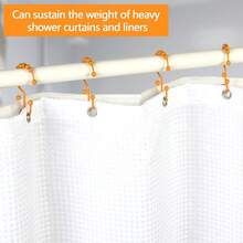 Shower Curtain Hooks,304 Stainless Steel Shower Rings For Bathroom,Double Glide Shower Hooks For Bathroom Shower Curtain Rods Curtains,Set Of 12 Hooks,Orange(Shower Curtain Hooks Style A ),Orange(ShowerCurtainHooksStylea) - 橙色(showerCurtainHooksStylea) - 查看 5