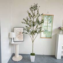 1 件 120-180 厘米人造橄榄树天然树干丝绸假叶无盆现代室内外装饰逼真仿真植物树适用于家庭办公室花园房间装饰礼物生日毕业