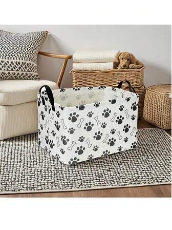 1pc Rectangular Storage Basket With Handle, Indoor Decor, Book Basket, Gift Basket, Laundry Basket