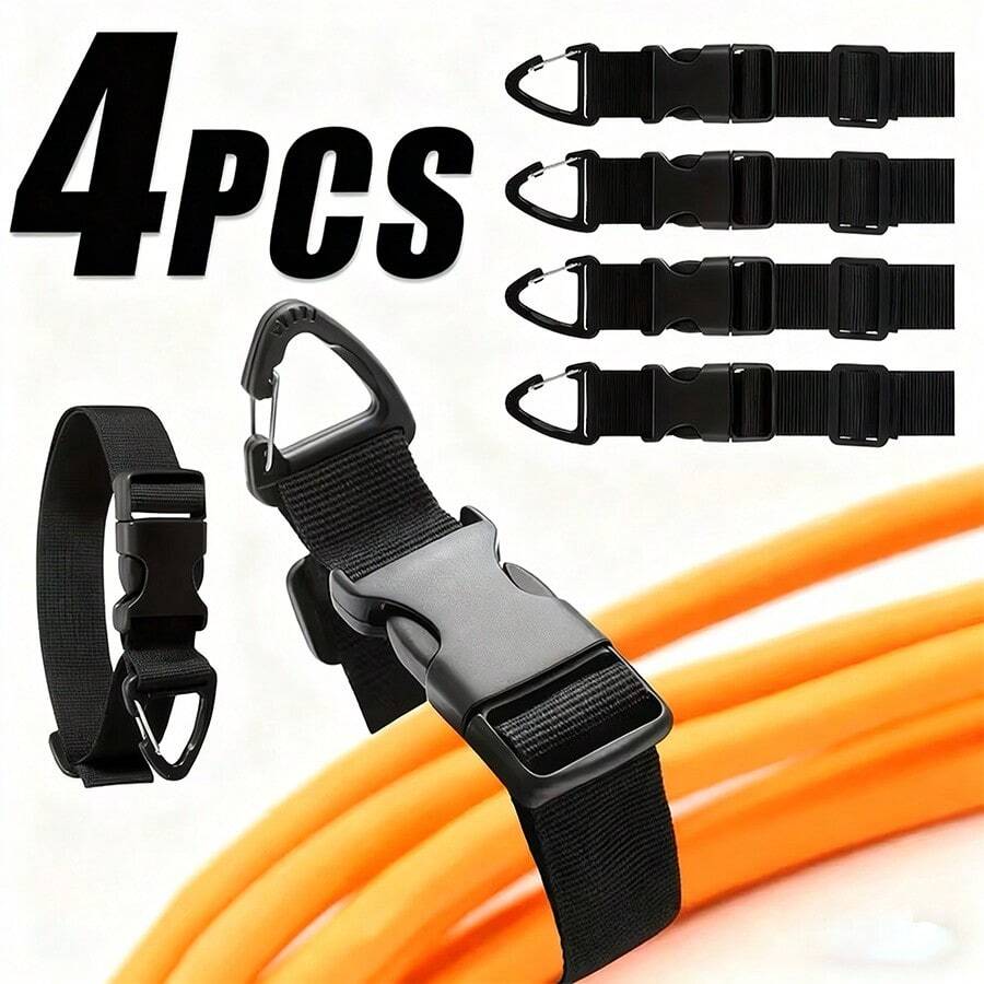 4件套三轴可调节延长线整理带，结构坚固，适用于车间、车库、地下室、杂物间、电缆管理、电线收纳 - 黑色 - 查看 1