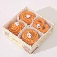 Set de regalo de 4 velas con aroma a galleta, cajas de velas perfumadas al por mayor, velas de cera con formas creativas, regalos - Amarillo - Ver 4